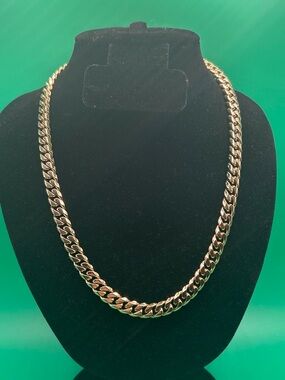8mm Gold Curb Cuban Link Chain Necklace 20 Inch Unisex Waterproof New